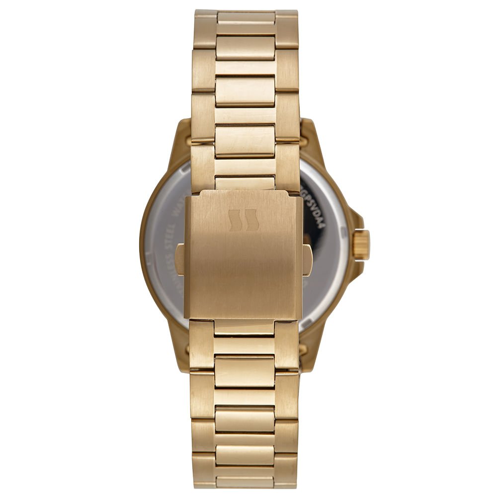 Relógio Masculino Dourado Analógico Aço Mostrador Verde Dourado 3