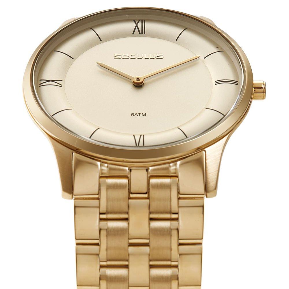 Relógio Masculino Aço Dourado Slim Minimalista Dourado 2