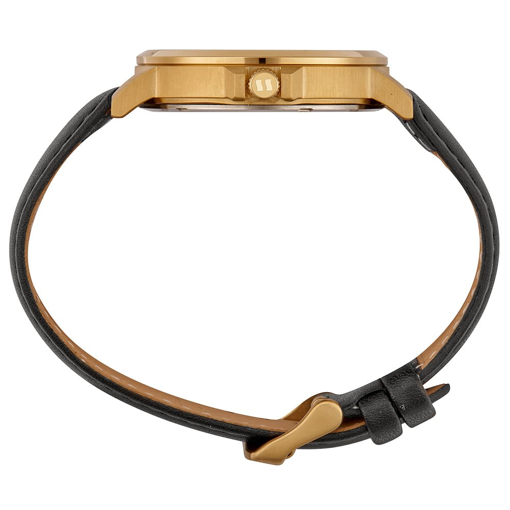 Relógio Masculino Aço Mostrador Dourado Minimalista Dourado 3