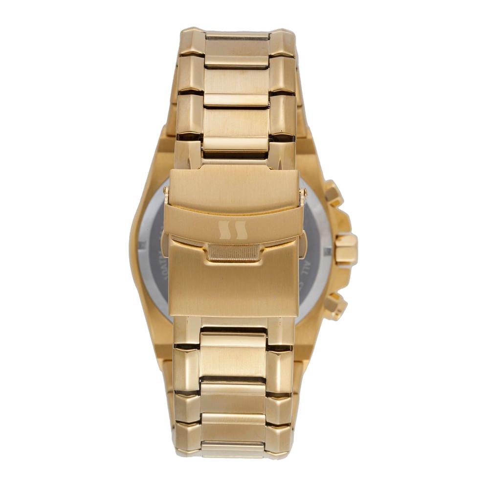 Relógio Masculino Cronógrafo 3D Dourado Dourado 4