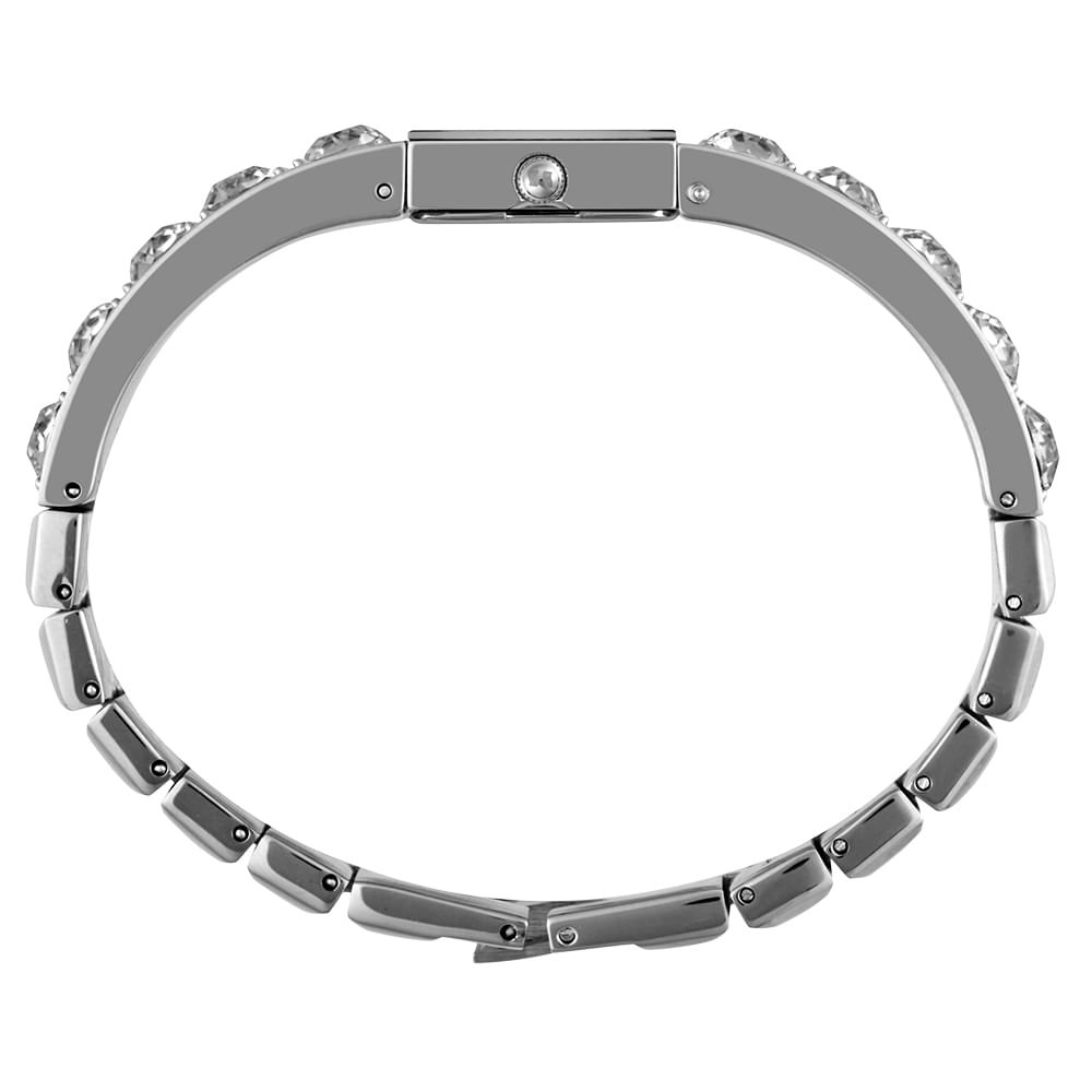 Relógio Feminino Bangle Cristais Swarovski Prateado Prata 2