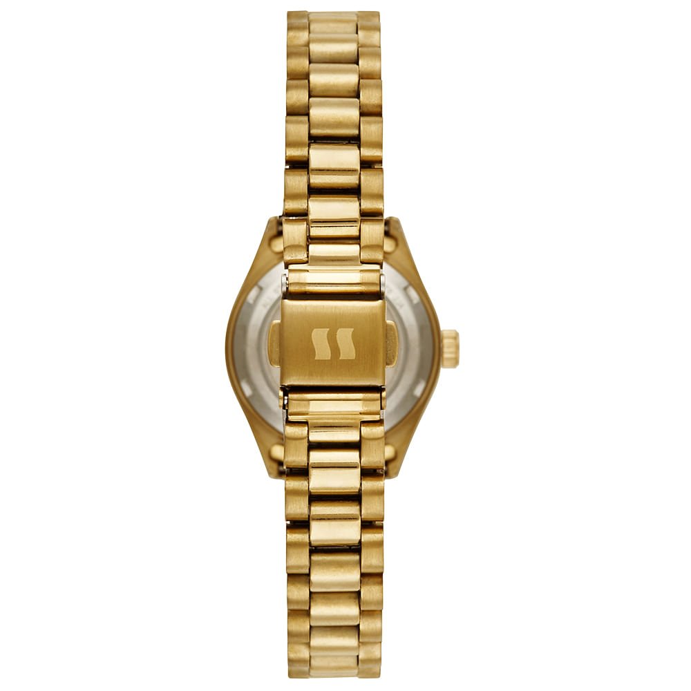 Relógio Feminino Automático Dourado fundo em Vidro Dourado 5