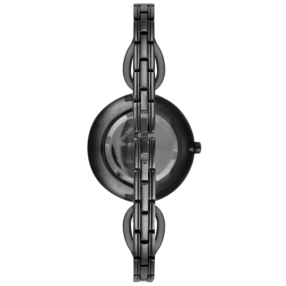 Relógio Feminino Analógico Moon Stone Cristais Preto Preto 4
