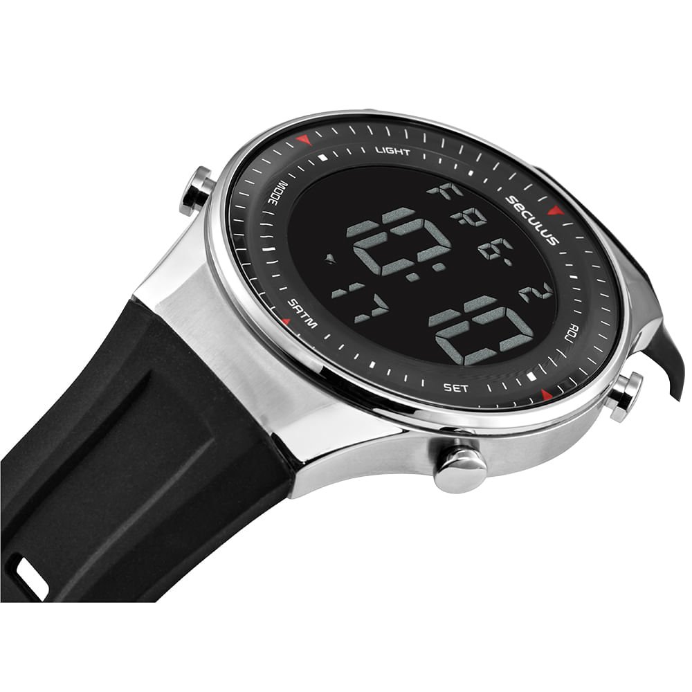 Relógio Masculino Digital Esportivo Silicone Prateado Prata 2