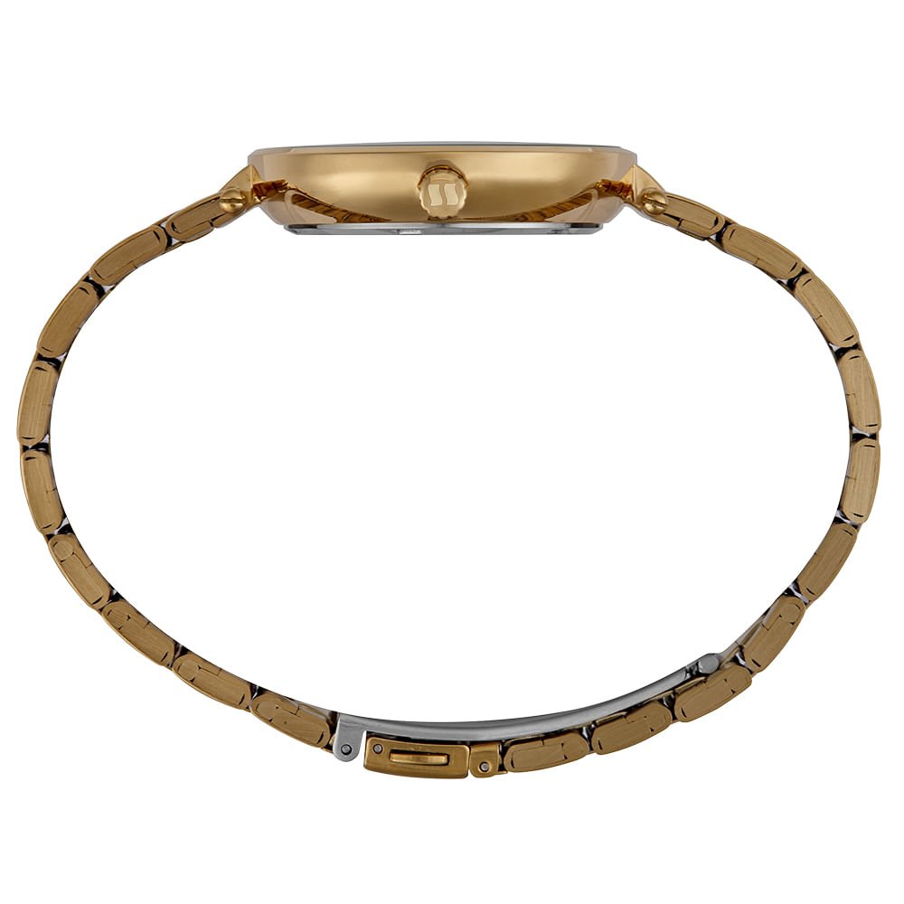Relógio Feminino Analógico Cristais Visor Amplo Verde Dourado 2