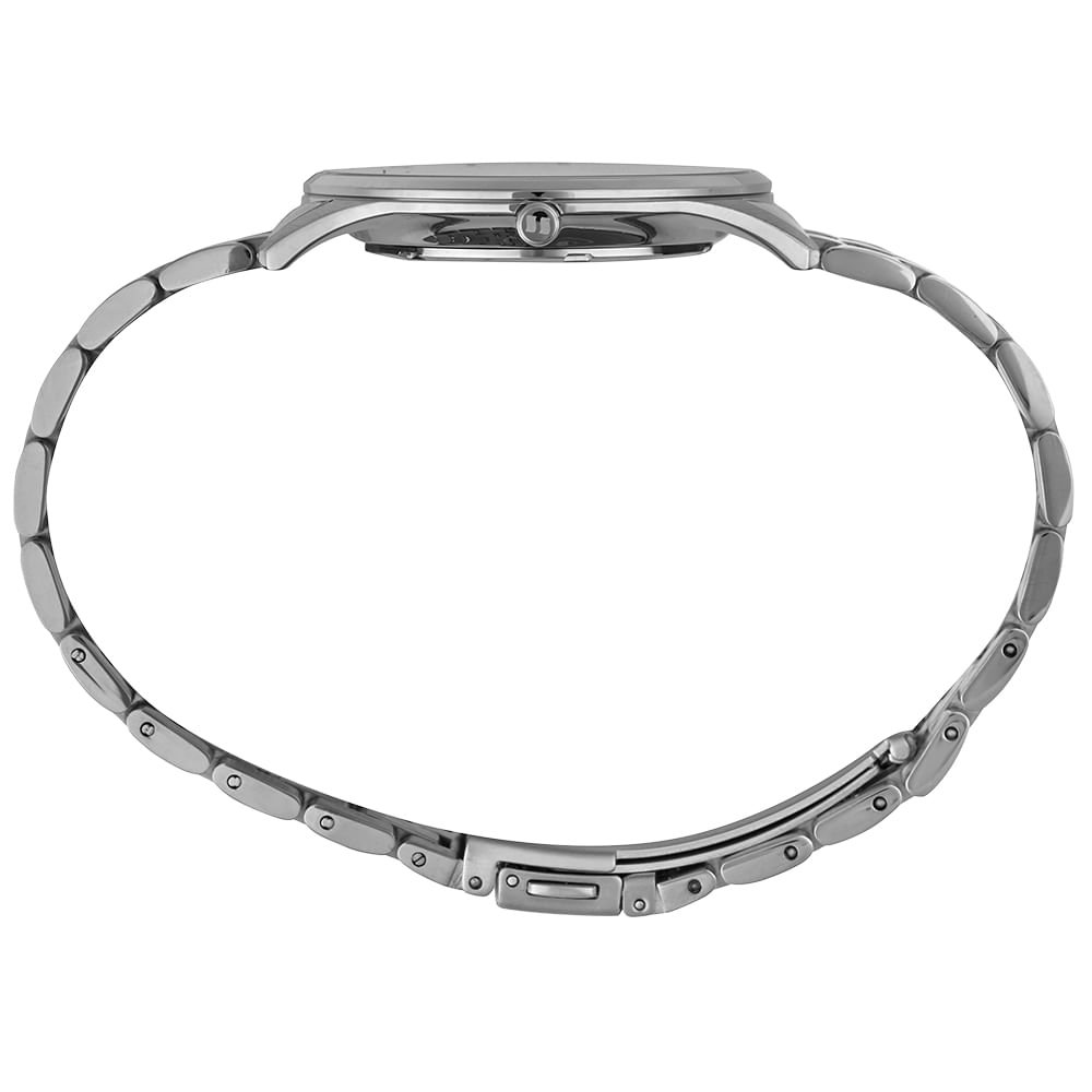 Relógio Masculino Aço Prata Slim Mostrador Preto Prata 3
