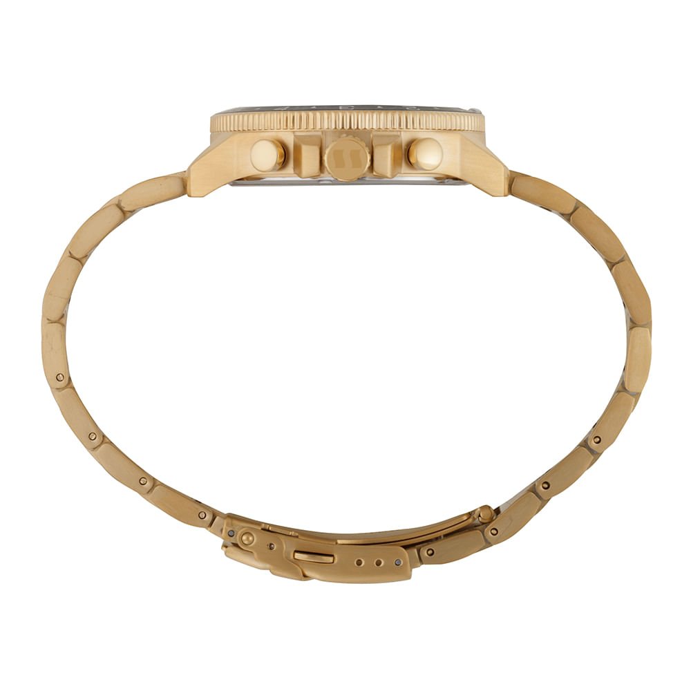 Relógio Masculino Analógico Texturizado Aço Dourado Dourado 3