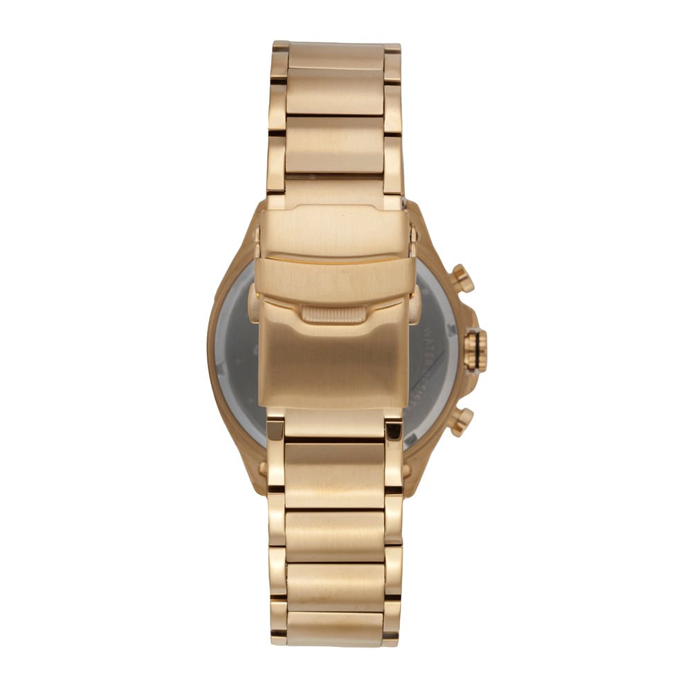 Relógio Masculino Analógico Texturizado Aço Dourado Dourado 4