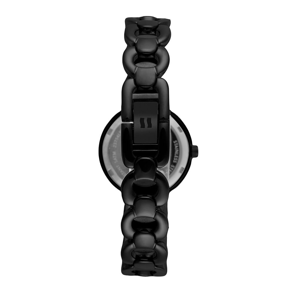 Relógio Feminino Metal Preto Analógico Redondo Preto 4