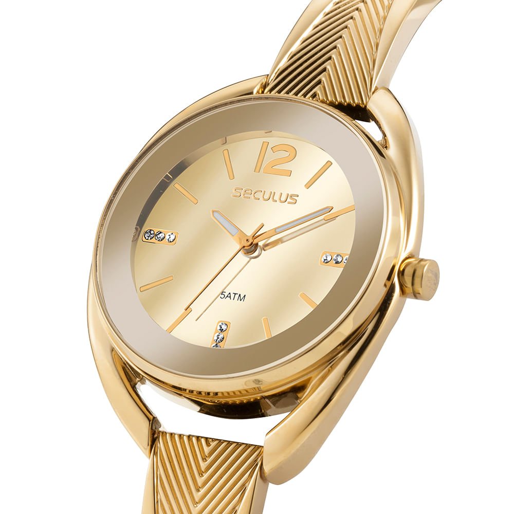 Relógio Feminino Dourado Metal Analógico Rosca Dourado 2