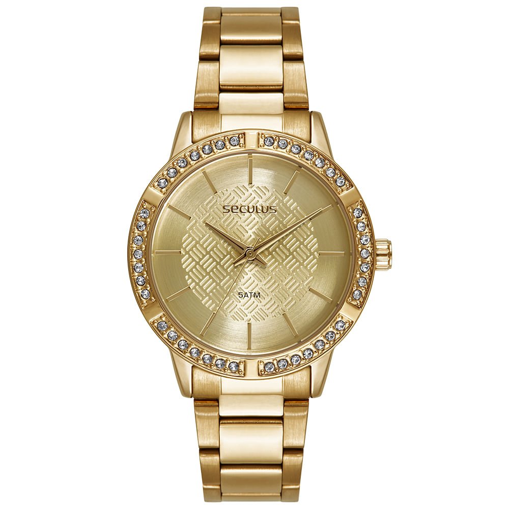 Relógio Feminino Metal Champagne Aço