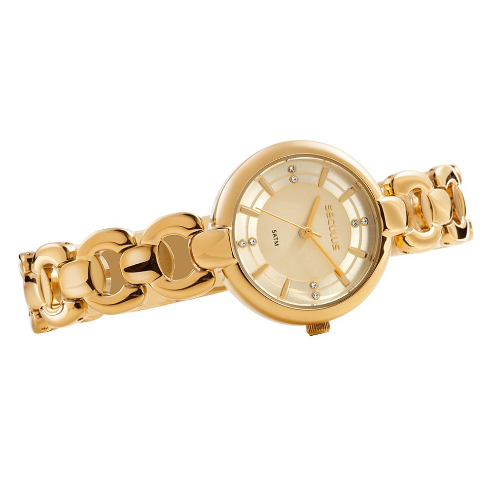 Relógio Feminino Dourado Metal Especial Analógico Joia Dourado 2