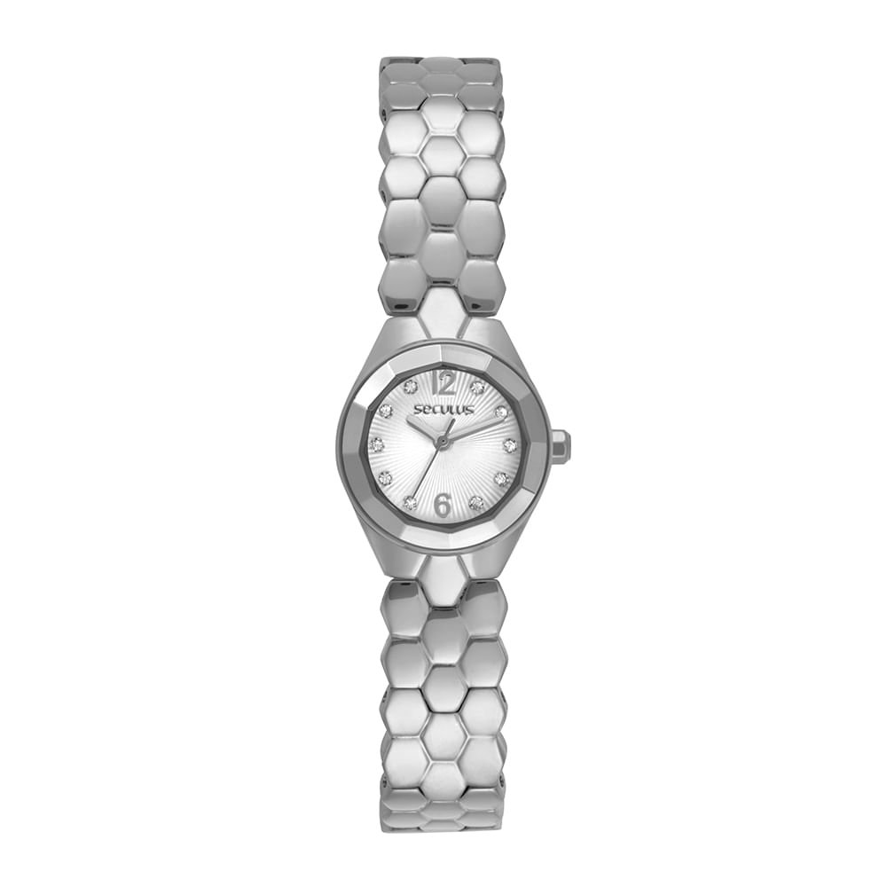 Relógio Feminino Metal Prata Aço Joalheria
