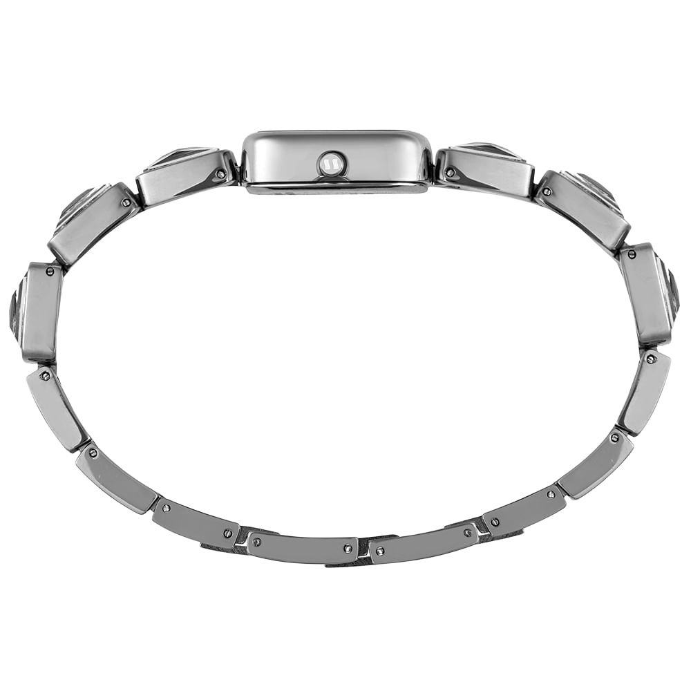 Relógio Feminino Quadrado Branco Metal Prata 3