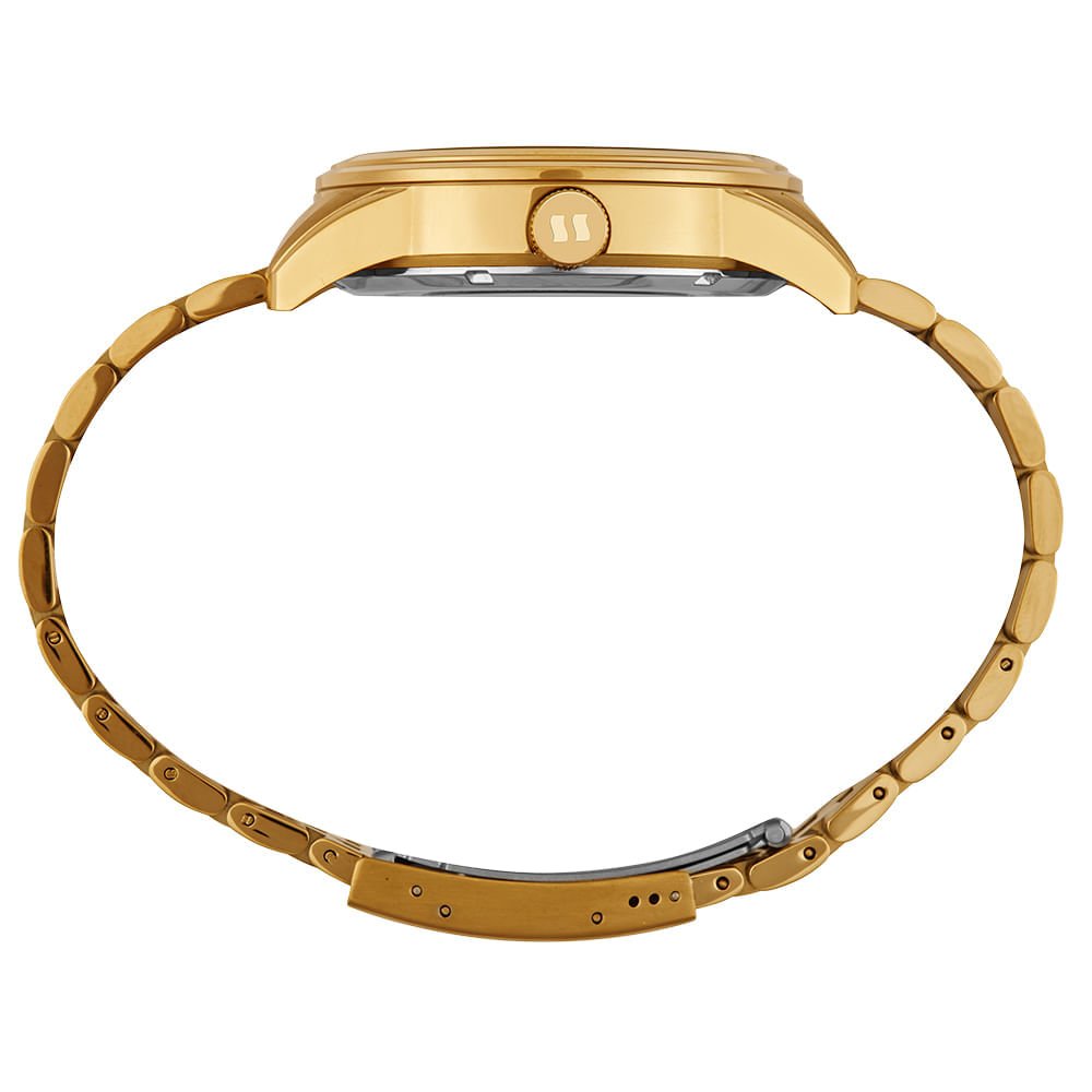 Relógio Masculino Aço Champagne Automático Dourado 3