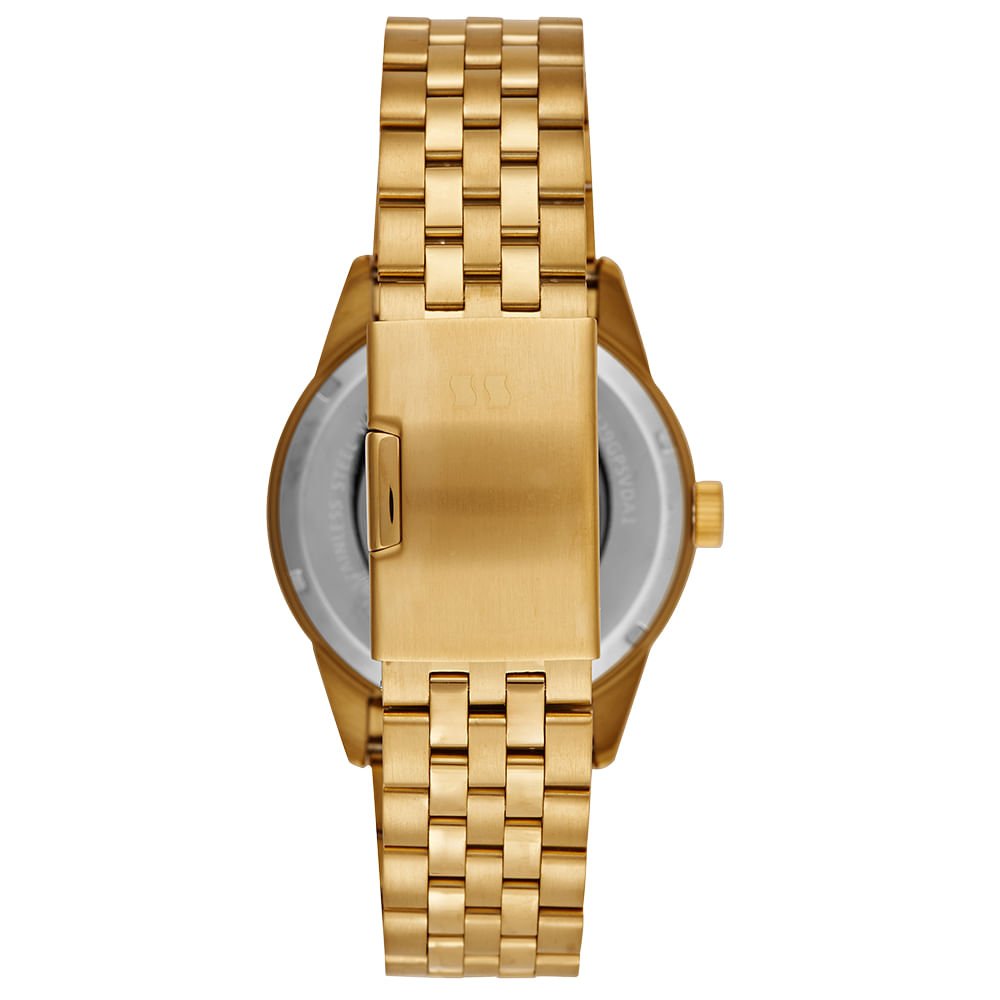 Relógio Masculino Aço Champagne Automático Dourado 4