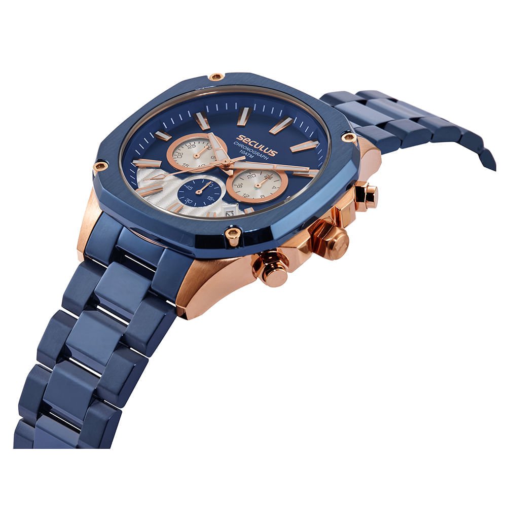 Relógio Masculino Cerâmica Azul Cronógrafo Azul 2
