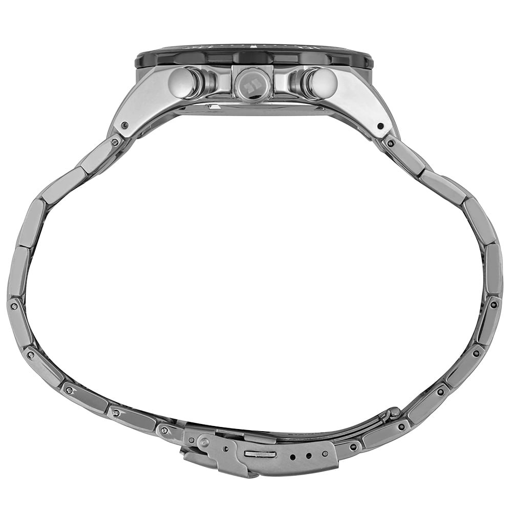 Relógio Masculino Aço Preto Cronógrafo All Black Prata 3