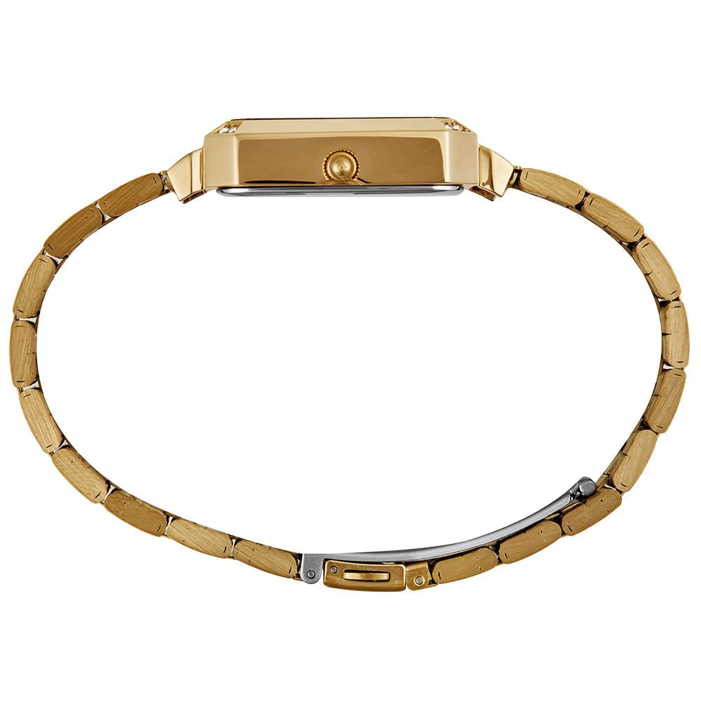 Relógio Feminino Prata Aço Index Simples Discret Dourado 3