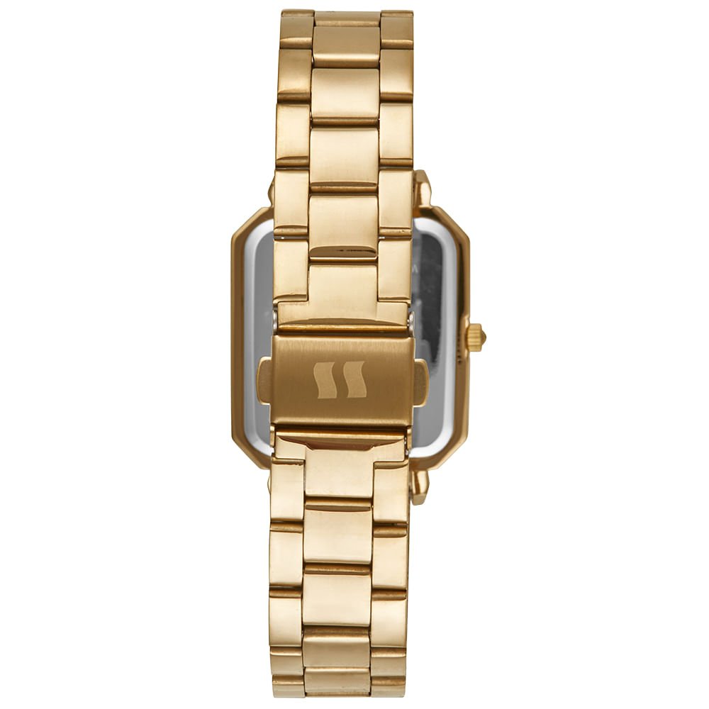Relógio Feminino Prata Aço Index Simples Discret Dourado 4