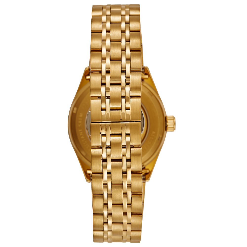 Relógio Automático Masculino Dourado Aço Calendário Index Completo Dourado 4