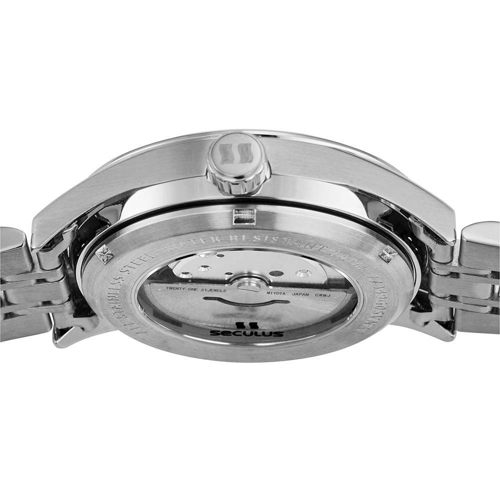 Relógio Automático Masculino Prata Aço Mostrador Azul Calendário Prata 2