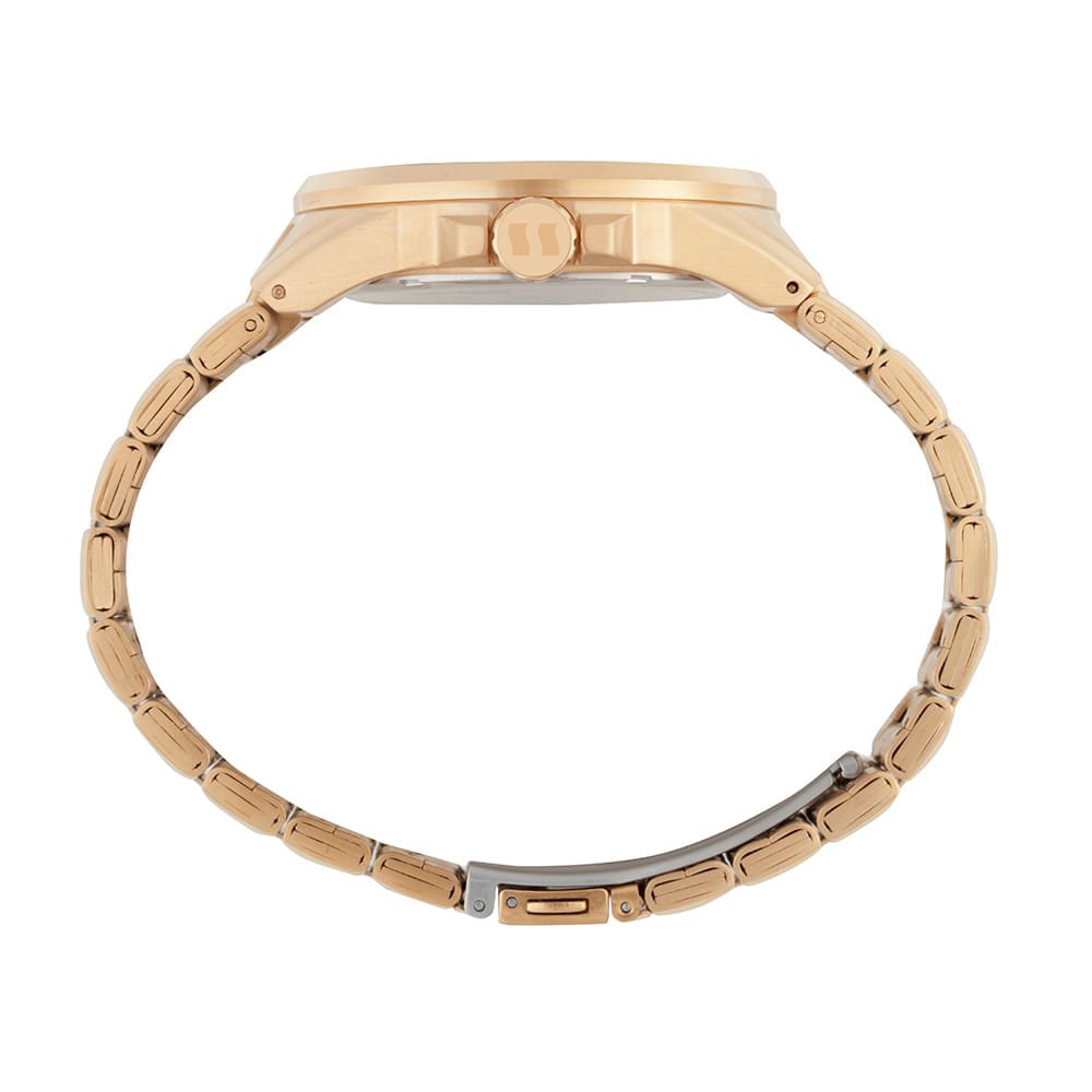 Relógio Masculino Dourado Numeração Aro Rampado 3D Dourado 3