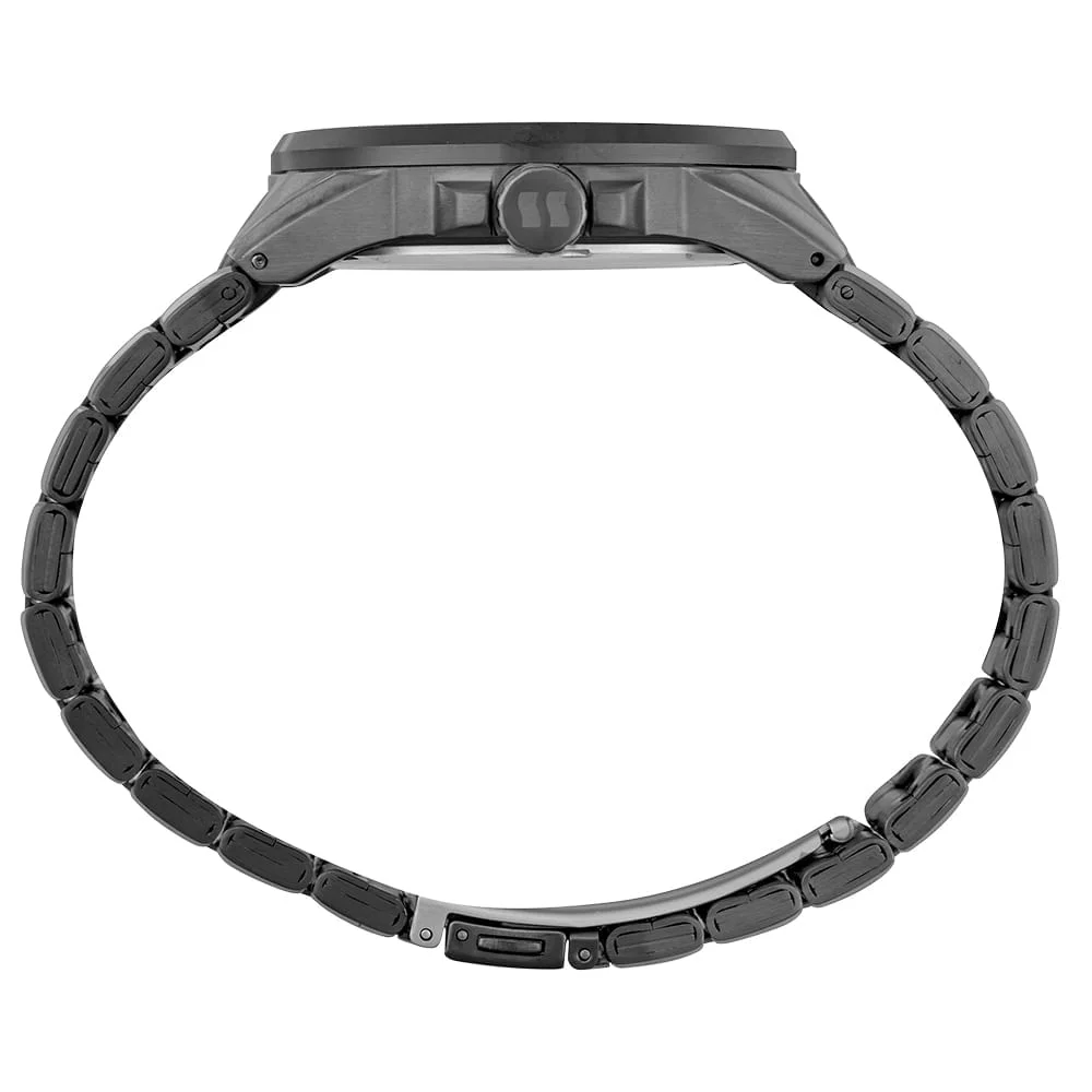 Relógio Masculino Chumbo Numerais Rosca Preto 3