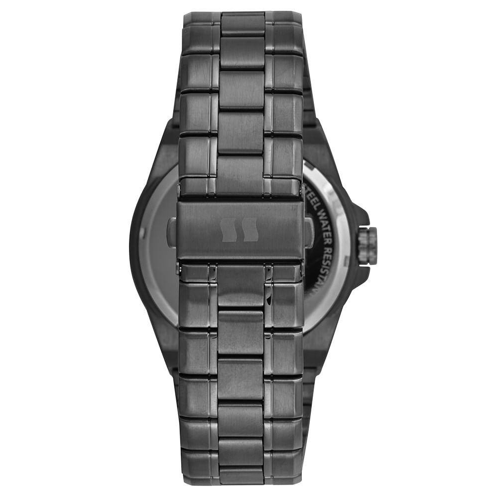 Relógio Masculino Chumbo Numerais Rosca Preto 4