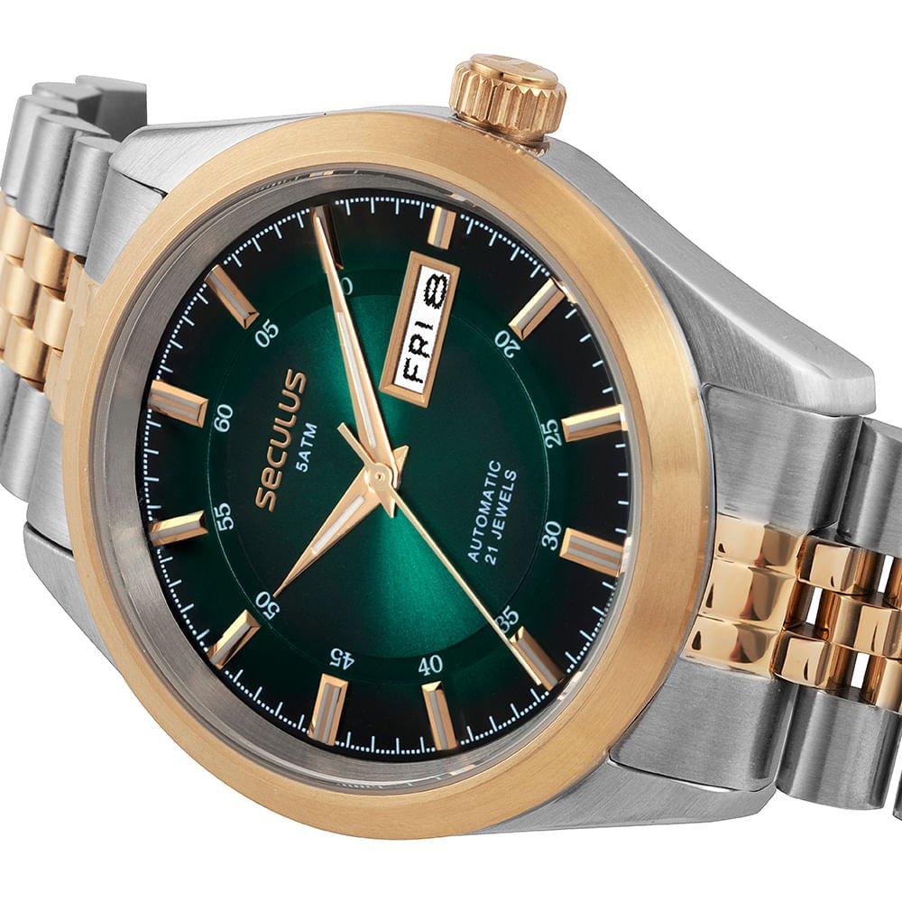 Relógio Automático Masculino Bicolor Aço Jubilee Prata 2