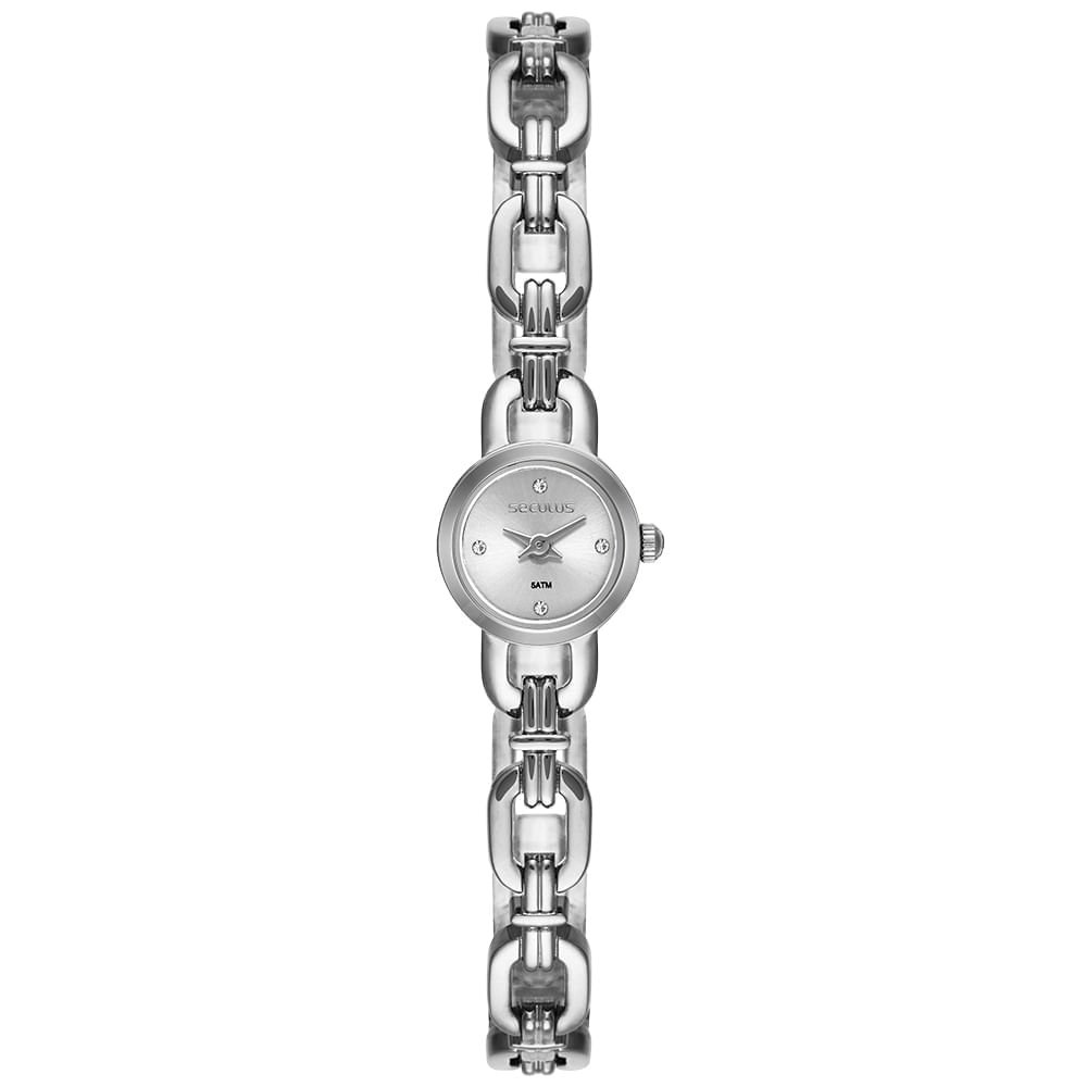 Relógio Feminino Prata Mini Pulseira Corrente