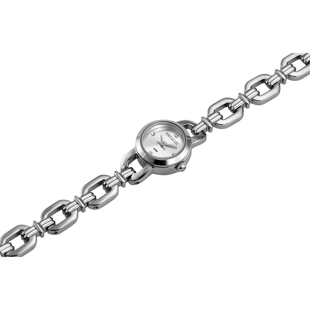 Relógio Feminino Prata Mini Pulseira Corrente Prata 2
