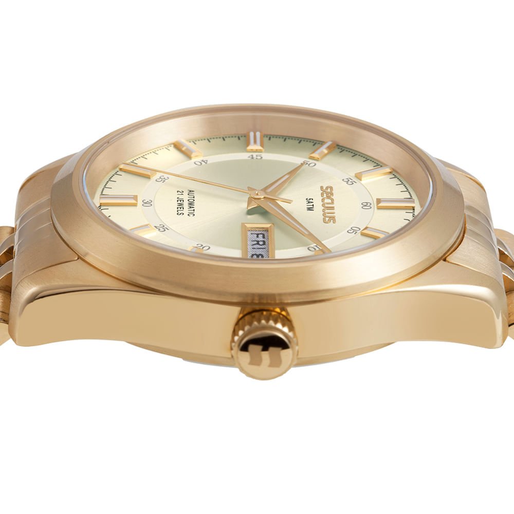 Relógio Automático Masculino Dourado Aço Jubilee Dourado 2