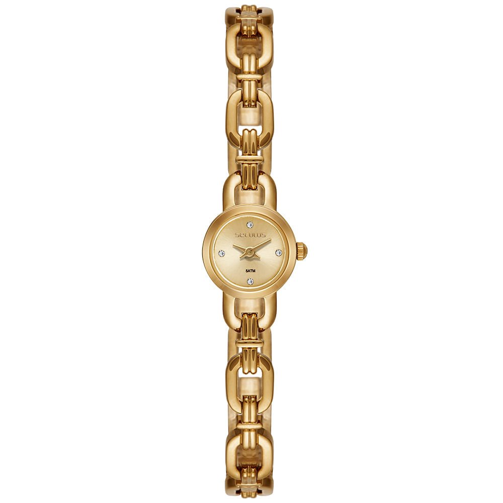 Relógio Feminino Dourado Mini Detalhe Cristal