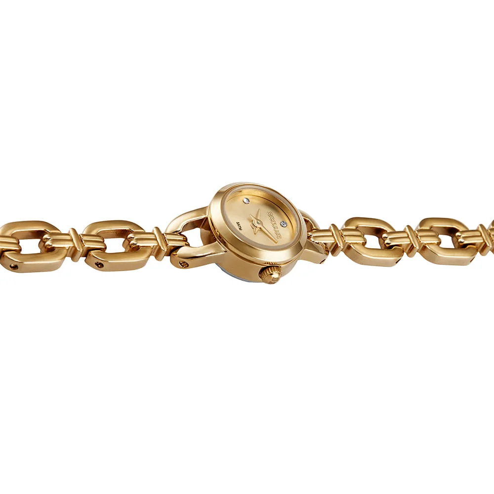 Relógio Feminino Dourado Mini Detalhe Cristal Dourado 2