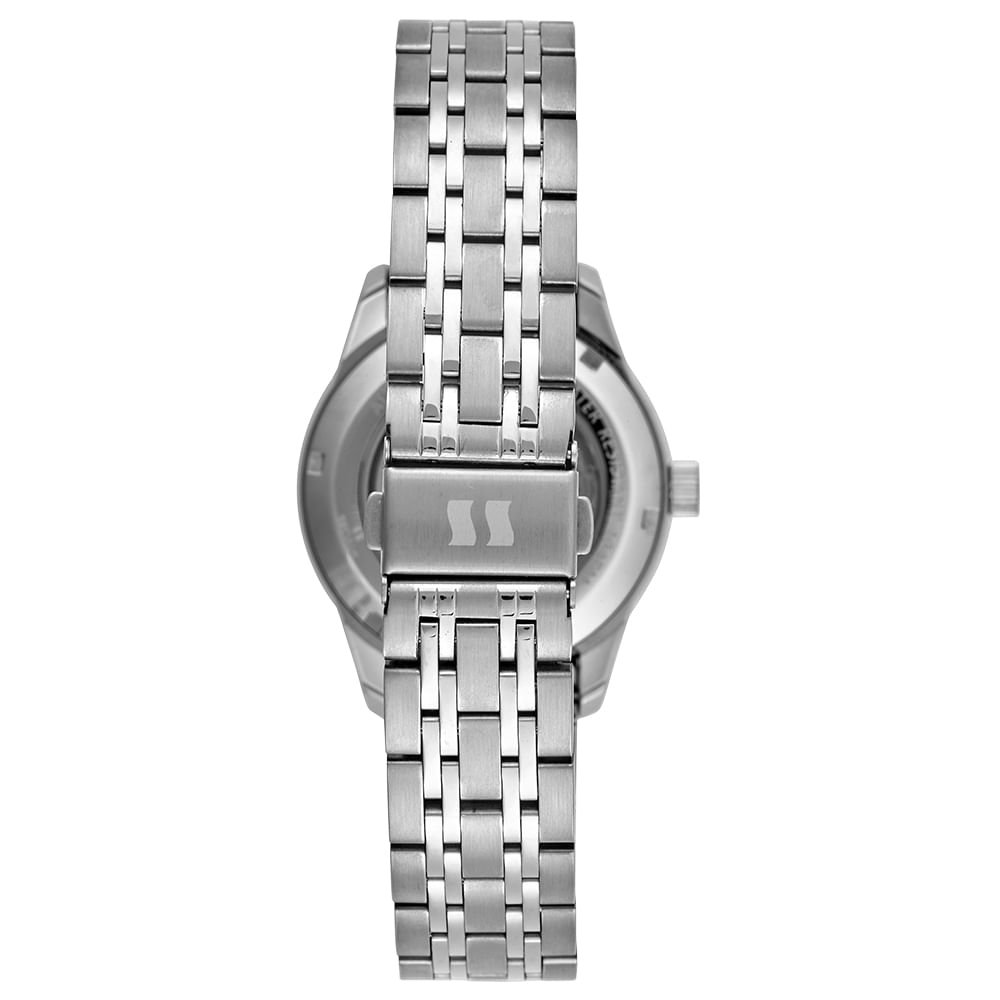 Relógio Automático Masculino Skeleton Aço Prata Prata 5