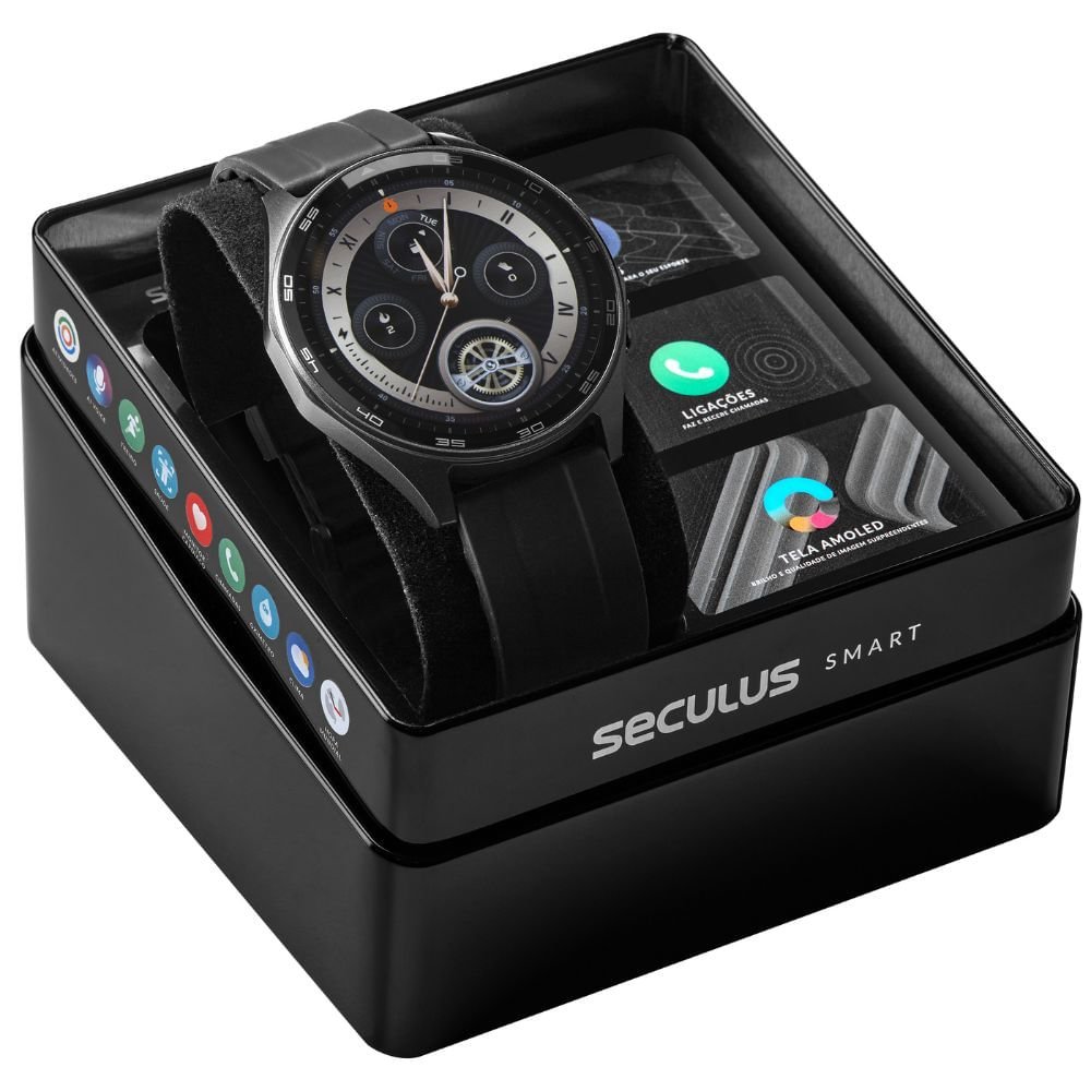 Relógio Masculino Seculus Smart Pro Preto 4