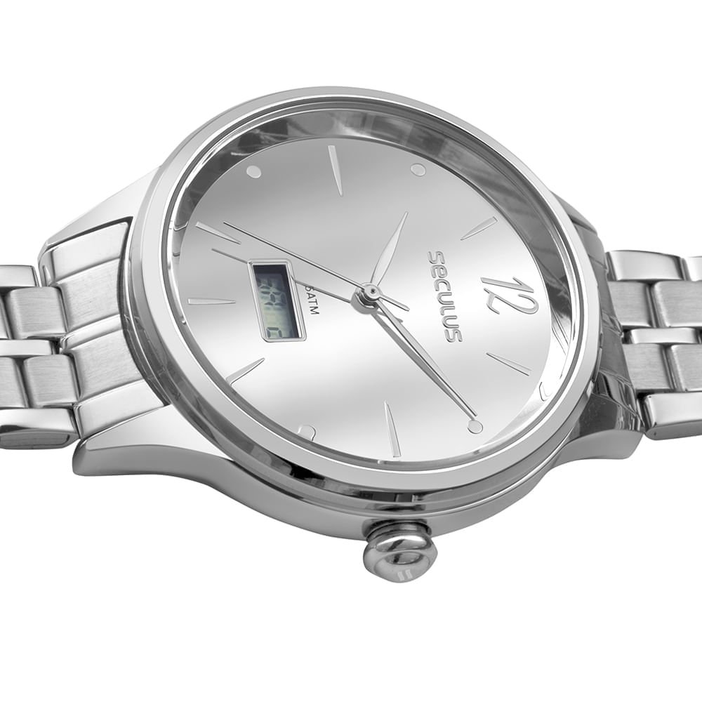 Relógio Feminino Anadigi Prata Minimalista Dial Espelhado Prata 2