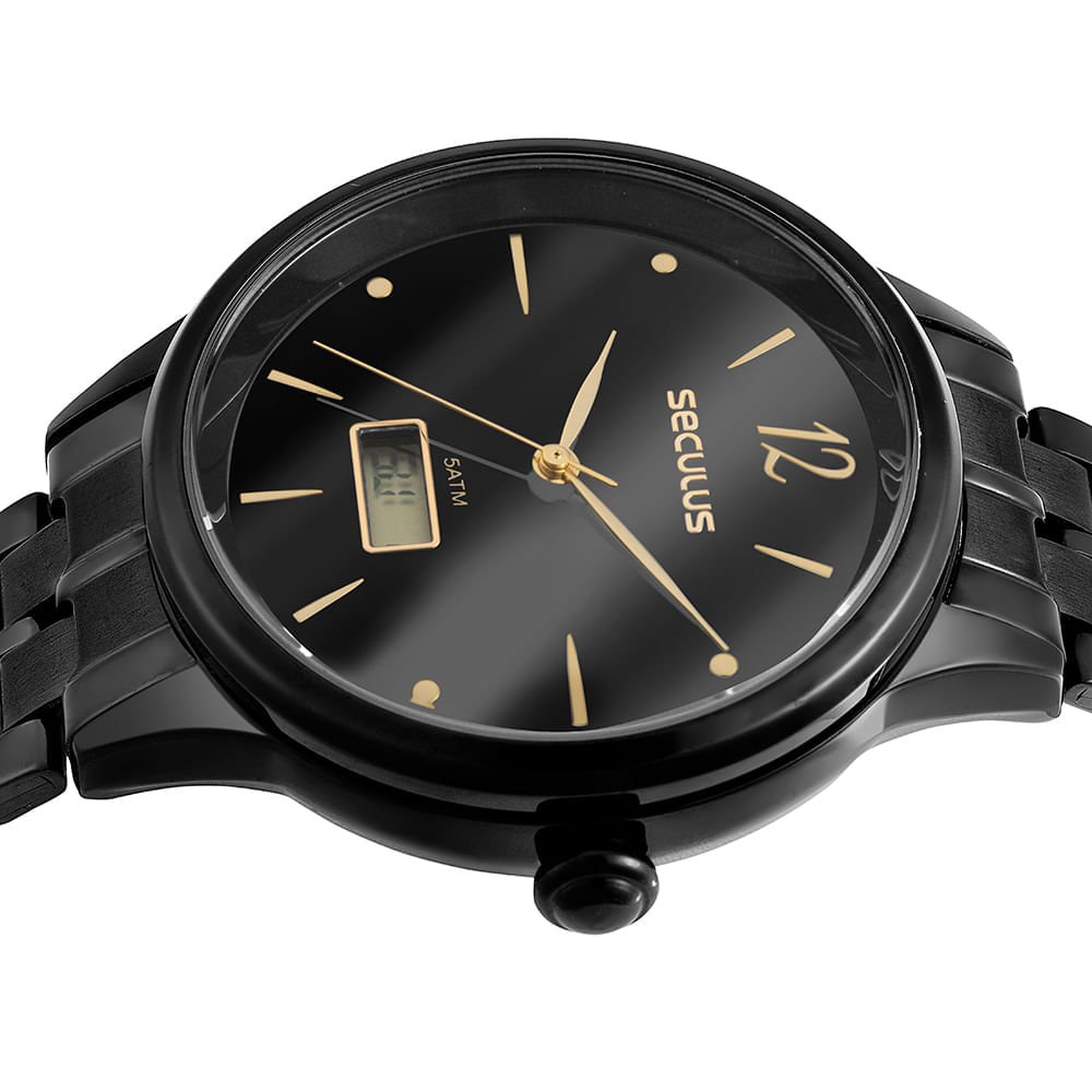 Relógio Feminino Anadigi Black Minimalista Dial Espelhado Preto 2
