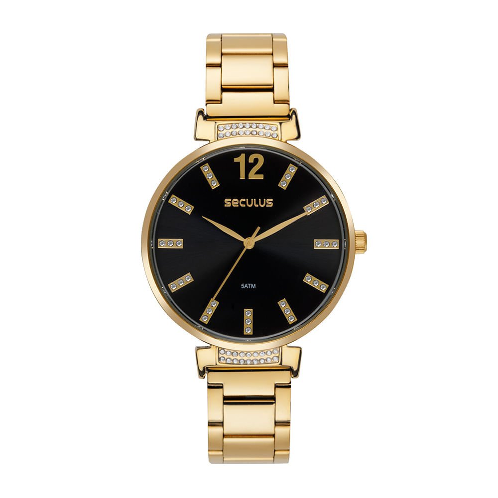 Relógio Feminino Analógico Minimalista Mostrador Preto
