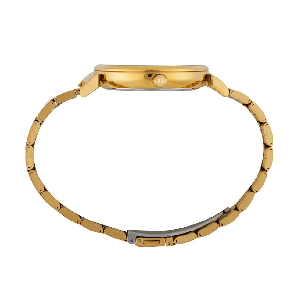 Relógio Feminino Analógico Minimalista Mostrador Preto Dourado 2