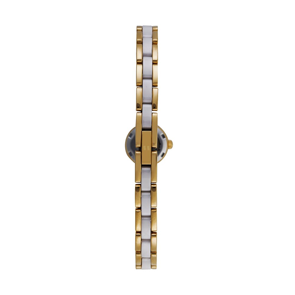 Relógio Feminino Analógico Mini Bisel Cerâmica com Cristais Dourado/Prata 4