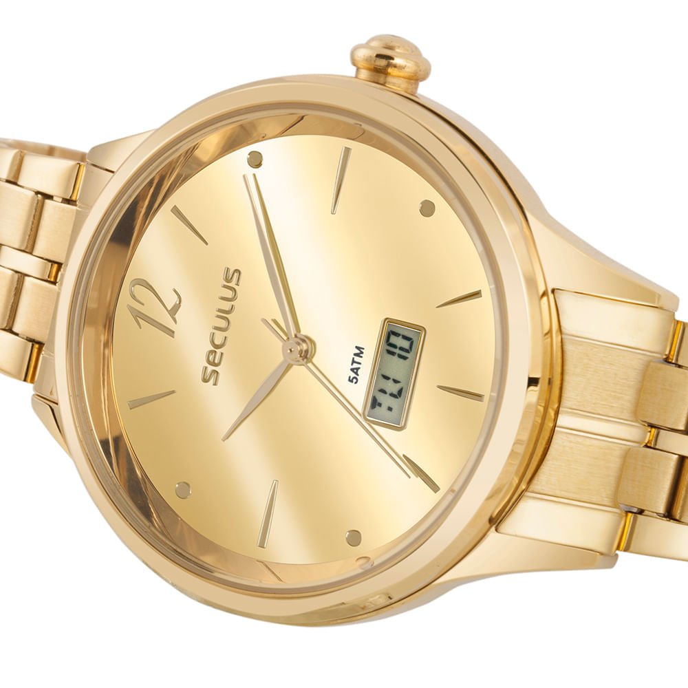 Relógio Feminino Anadigi Dourado Minimalista Dial Espelhado Dourado 2