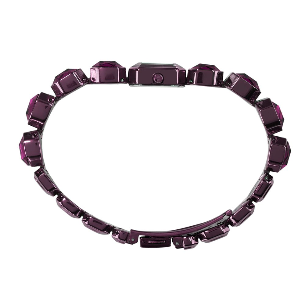 Relógio Feminino Roxo Retangular Pulseira Pedras Facetadas Roxo 3