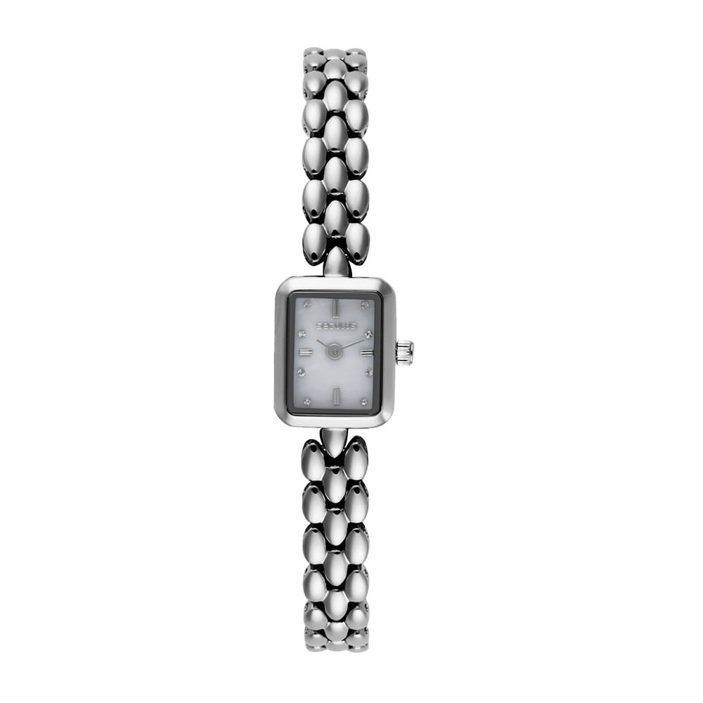 Relógio Feminino Analógico Micro Máquina Madrepérola Branco