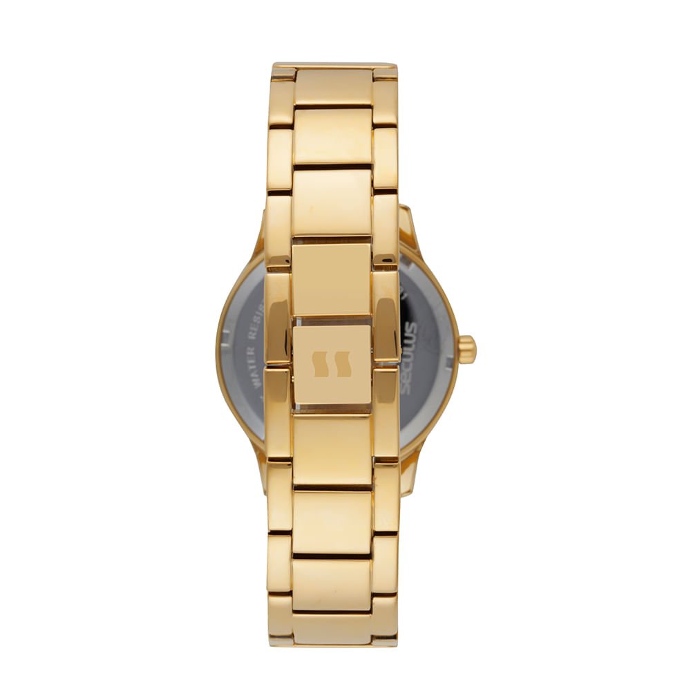 Relógio Feminino Analógico Dourado Glitter Marcação Completa Dourado 3