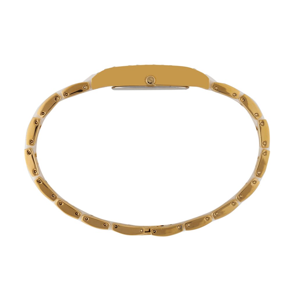 Relógio Feminino Analógico Dourado Cerâmica Pedras Formato Piramidal Dourado 3