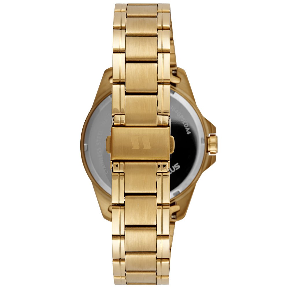 Relógio Masculino Analógico Aço Calendário Champagne Dourado 3