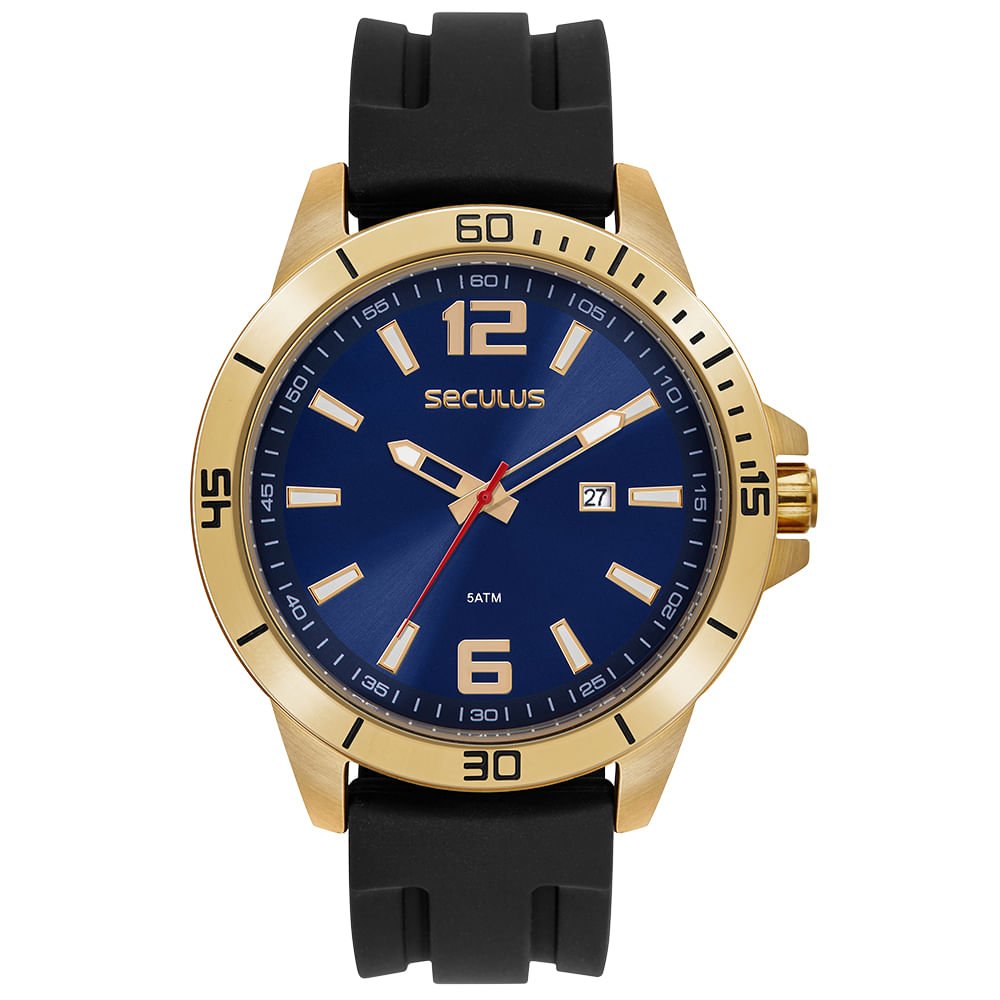 Relógio Masculino Calendário Azul Pulseira Silicone