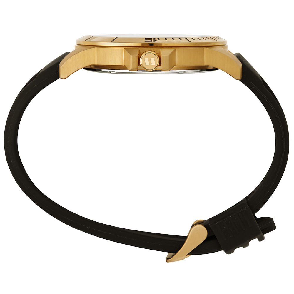 Relógio Masculino Calendário Azul Pulseira Silicone Dourado/Azul 2